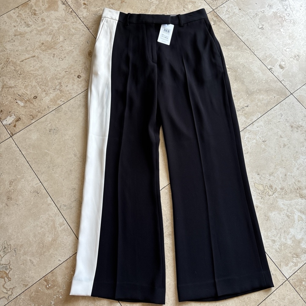 Reiss Two-Tone Wide Leg Trousers in Black and White